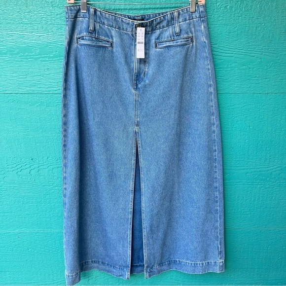 J.CREW CLASSIC DENIM MAXI SKIRT WITH POCKETS SIZE 14 or 32 NWT - Picture 3 of 7